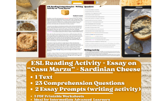 ESL Reading Comprehension + Writing Activity Worksheets - Casu Marzu