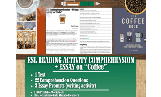 ESL Reading Comprehension + Writing Activity Worksheets - Coffee