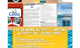 ESL Reading Comprehension + Writing Activity Worksheets - Cruise Trips