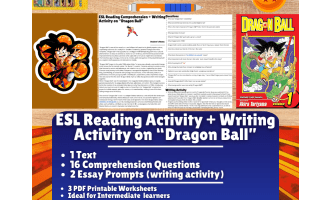 ESL Reading Comprehension + Writing Activity Worksheets - Dragon Ball