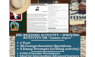 ESL Reading Comprehension + Writing Activity Worksheets - James Joyce