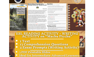 ESL Reading Comprehension + Writing Activity Worksheets - Machu Picchu