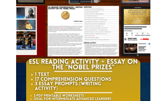ESL Reading Comprehension + Writing Activity Worksheets - Nobel Prizes