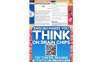 ESL Reading Comprehension + Writing Activity Worksheets on Brain Chips