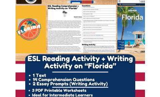 ESL Reading Comprehension + Writing Activity Worksheets on Florida