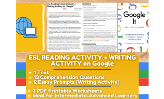 ESL Reading Comprehension + Writing Activity Worksheets on Google