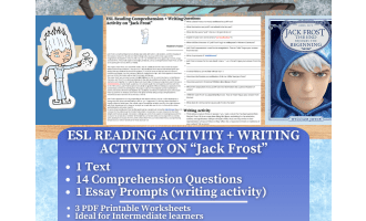 ESL Reading Comprehension + Writing Activity Worksheets on Jack Frost