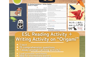 ESL Reading Comprehension + Writing Activity Worksheets on Origami