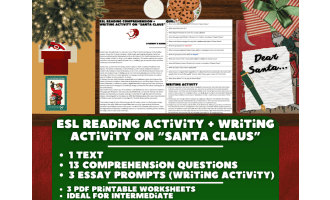 ESL Reading Comprehension + Writing Activity Worksheets on Santa Claus