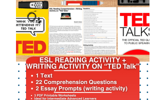 ESL Reading Comprehension + Writing Activity Worksheets on TED Talks