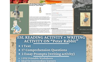 ESL Reading Comprehension + Writing Activity Worksheets - Peter Rabbit