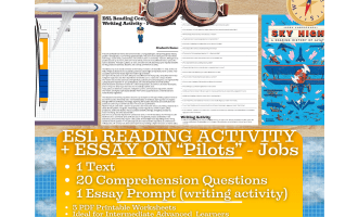 ESL Reading Comprehension + Writing Activity Worksheets - Pilots - Job