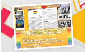ESL Reading Comprehension + Writing Activity Worksheets - Pride Month