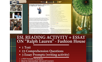 ESL Reading Comprehension + Writing Activity Worksheets - Ralph Lauren