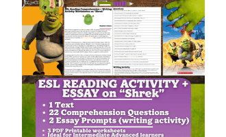 ESL Reading Comprehension + Writing Activity Worksheets - Shrek