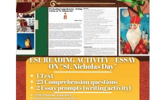 ESL Reading Comprehension + Writing Activity Worksheets - St. Nicholas