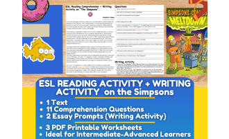 ESL Reading Comprehension + Writing Activity Worksheets - The Simpson