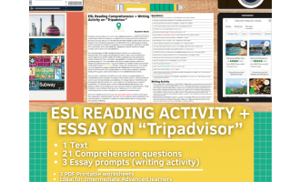 ESL Reading Comprehension + Writing Activity Worksheets - Tripadvisor
