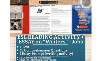 ESL Reading Comprehension + Writing Activity - Writers - Job