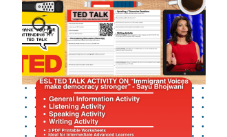ESL TED Talk Activity - Immigrant voices make democracy stronger