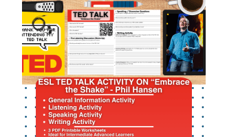 ESL TED Talk Activity Worksheets - Embrace the Shake - Phil Hansen