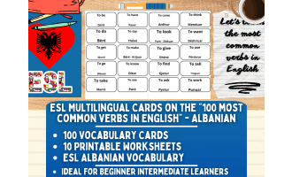 ESL Vocabulary Flashcards - 100 most common verbs - Albania