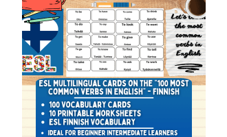 ESL Vocabulary Flashcards - 100 most common verbs - Finnish