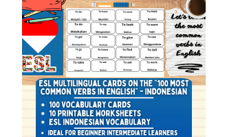 ESL Vocabulary Flashcards - 100 most common verbs - Indonesian