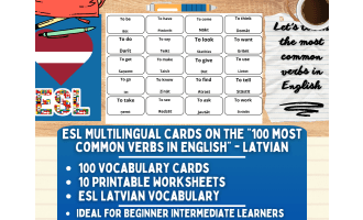 ESL Vocabulary Flashcards - 100 most common verbs - Latvian