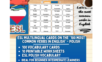ESL Vocabulary Flashcards - 100 most common verbs - Polish