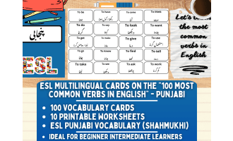 ESL Vocabulary Flashcards - 100 most common verbs - Punjani Shahmukhi