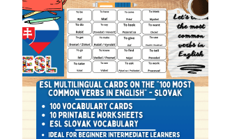 ESL Vocabulary Flashcards - 100 most common verbs - Slovak