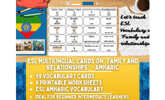 ESL Vocabulary Flashcards - Family & Relationships - Amharic