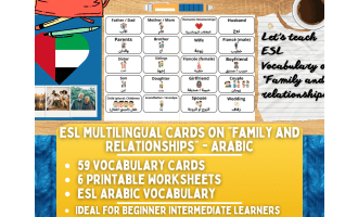 ESL Vocabulary Flashcards - Family and Relationships - Arabic