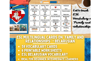 ESL Vocabulary Flashcards - Family and Relationships - Belarusian