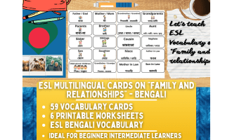 ESL Vocabulary Flashcards - Family & Relationships - Bengali