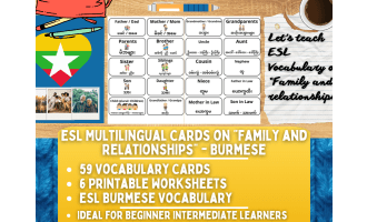 ESL Vocabulary Flashcards - Family & Relationships - Burmese