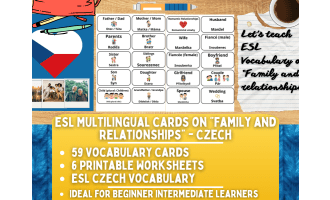 ESL Vocabulary Flashcards - Family and Relationships - Czech