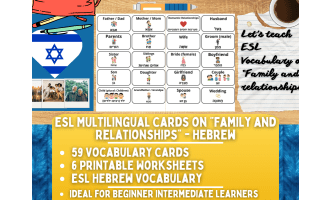 ESL Vocabulary Flashcards - Family and Relationships - Hebrew