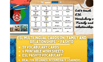 ESL Vocabulary Flashcards - Family & Relationships - Pashto