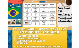 ESL Vocabulary Flashcards - Family and Relationships - Portuguese