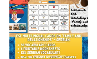 ESL Vocabulary Flashcards - Family and Relationships - Serbian