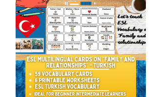 ESL Vocabulary Flashcards - Family and Relationships - Turkish