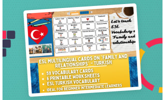 ESL Vocabulary Flashcards - Family and Relationships - Turkish