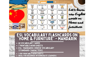 ESL Vocabulary Flashcards - Home & Furniture - Mandarin - Standard