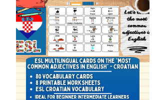 ESL Vocabulary Flashcards - Most Common Adjectives - Croatian