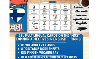 ESL Vocabulary Flashcards - Most Common Adjectives - Finnish