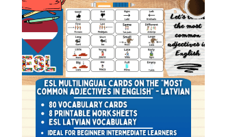 ESL Vocabulary Flashcards - Most Common Adjectives - Latvian