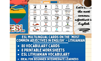 ESL Vocabulary Flashcards - Most Common Adjectives - Lithuanian