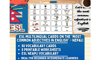 ESL Vocabulary Flashcards - Most common adjectives - Nepali